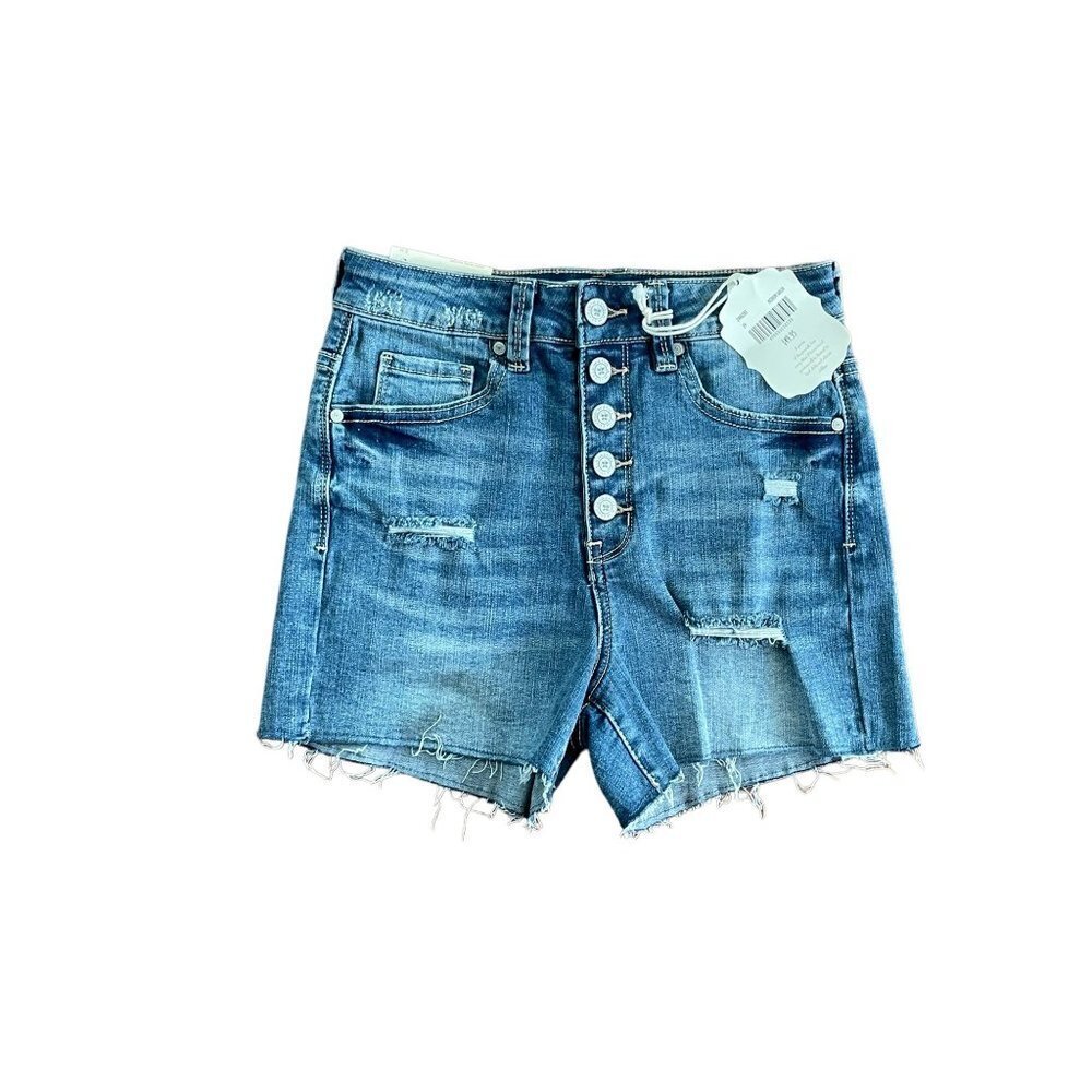 Altar'd State State Jean Shorts NWT Stretch Denim Med Wash Blue Sz 24‎